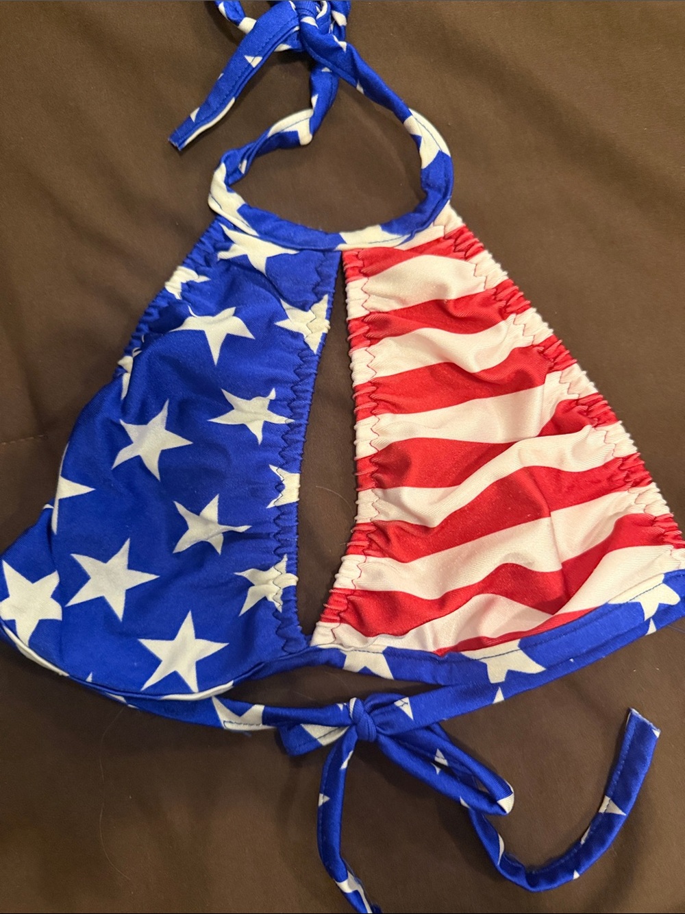 Patriotic Stars & Stripes Kids Bikini Top - Red, White & Blue